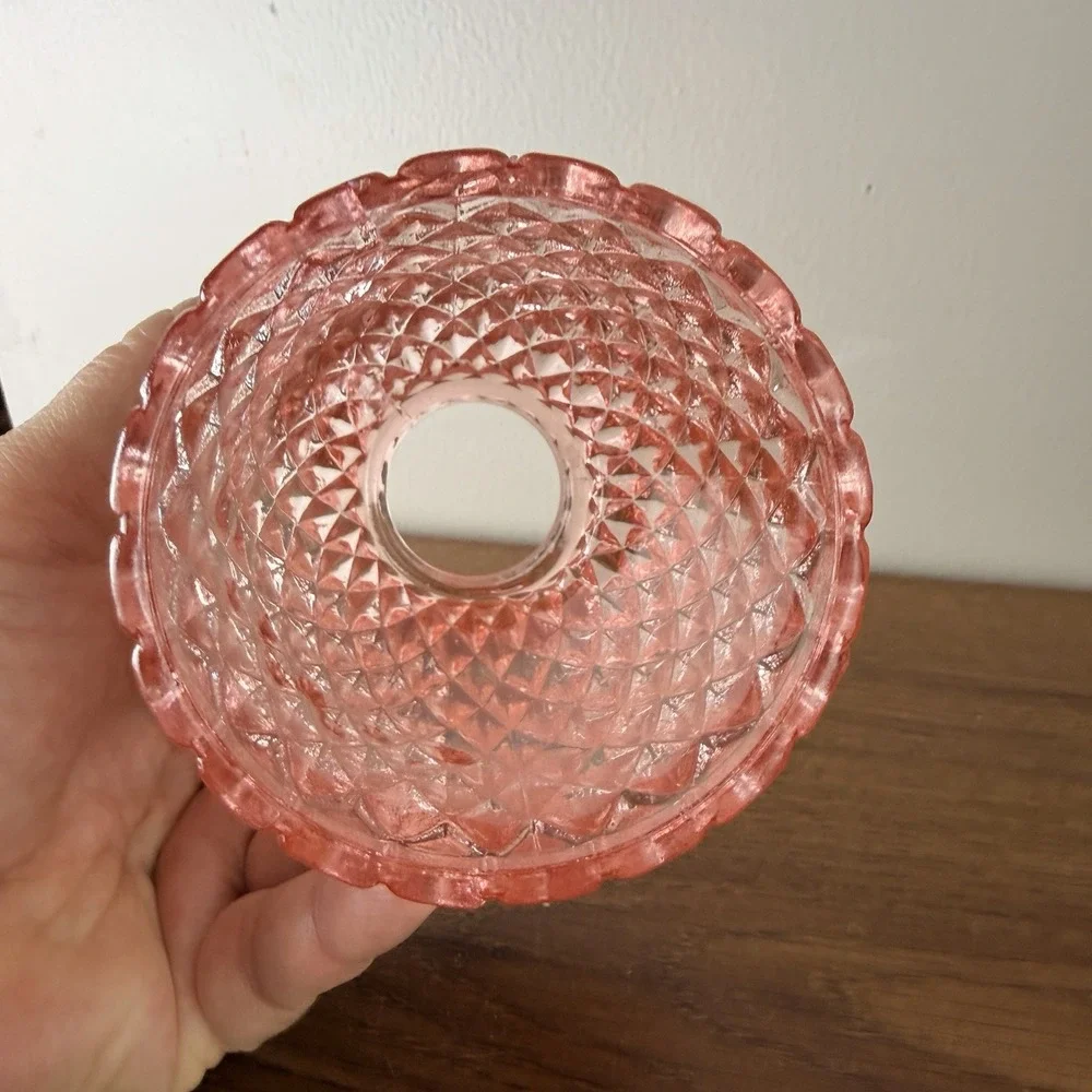 Vintage Pink Diamond Pineapple Fairy Lamp Shade Top Brooke Crescent Style Glass